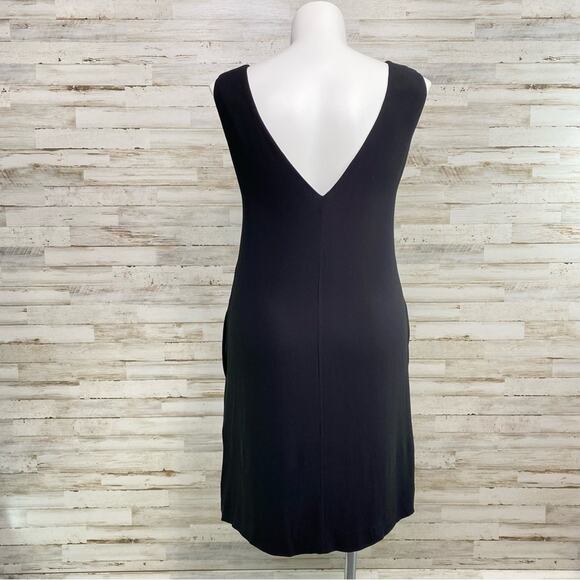 L'Agence Crepe Shift Dress Womens Size 8 Black Pockets V-Neck & Back Side Slits - Picture 11 of 14